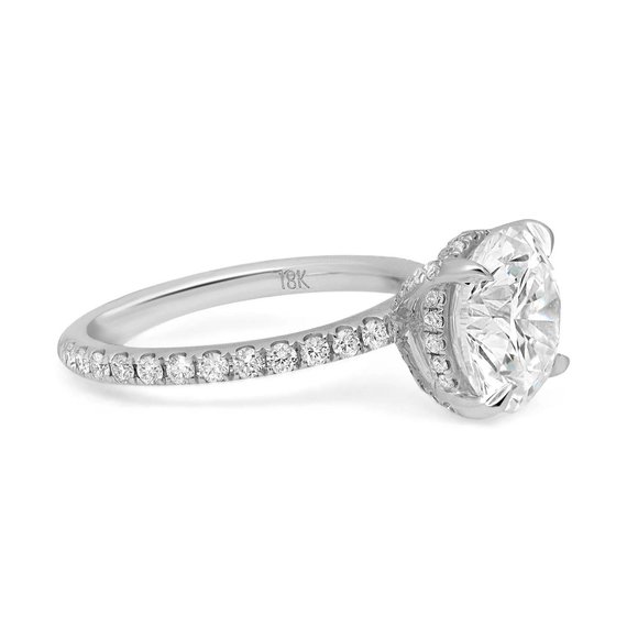 3.49Cttw Round Cut Lab Grown & Natural Diamond Engagement Ring 18K White Gold - Picture 5 of 5